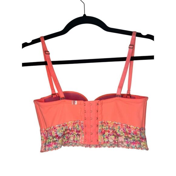 PINK Victoria’s Secret Women’s 34B Bustier Bra Neon Padded Strapless Lace - Picture 4 of 8